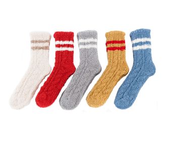 5 Pair Womens Colorful Thick Soft Warm Plush Slipper Socks for Womens Indoor Outdoor