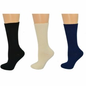 Organic Cotton Midweight Outdoor Unisex Athletic Crew Socks 3 Pair (Color: Black/Natural/Navy, size: L/Fits Shoe Size 4-10)