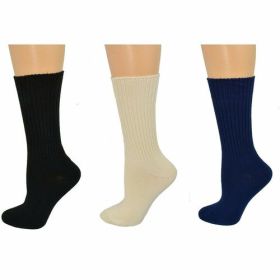 Organic Cotton Midweight Outdoor Unisex Athletic Crew Socks 3 Pair (Color: Black/Natural/Navy, size: XL/Fits Shoe Size 9-13)