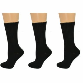 Organic Cotton Midweight Outdoor Unisex Athletic Crew Socks 3 Pair (Color: Black, size: L/Fits Shoe Size 4-10)