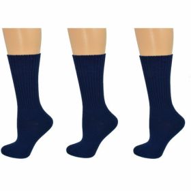Organic Cotton Midweight Outdoor Unisex Athletic Crew Socks 3 Pair (Color: Navy, size: S/Fits Shoe Size 9-1)